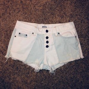 Urban patched jean shorts